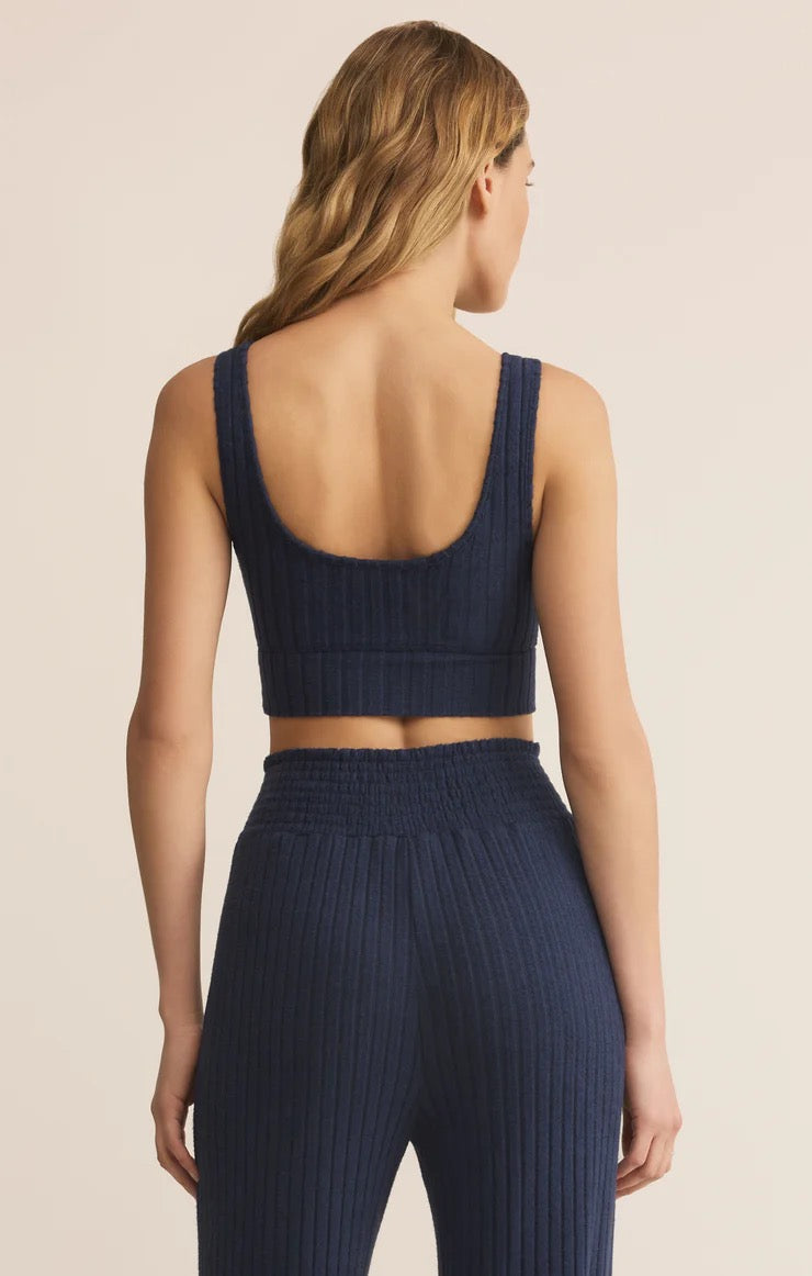Zoe Rib Tank Bra - Blue Sapphire
