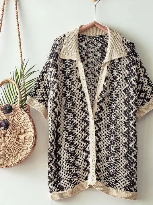 Patterned Crochet Knit Top