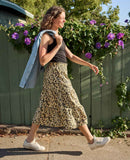 Sunkissed Tiered Midi Skirt - Barley Daisy Field