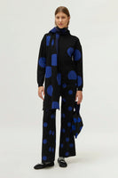 Blue Polka Dot Print Jacquard Sweater
