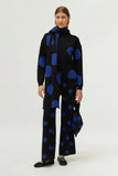 Blue Polka Dot Print Jacquard Sweater