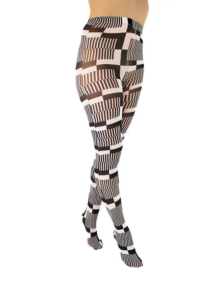 Monochrome Cube Black & White Tights