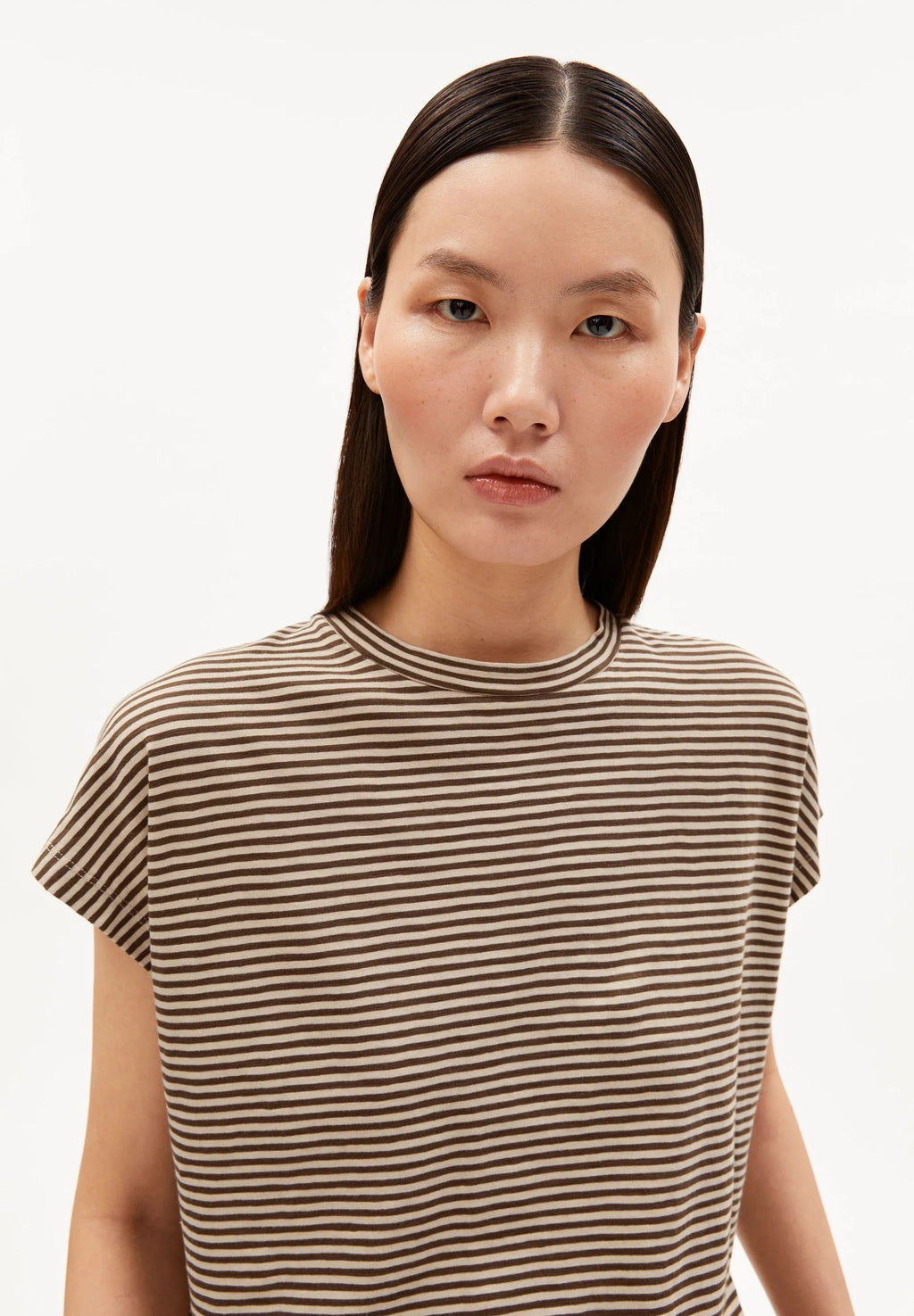 Slub Jersey Striped T Shirt - Sandstone /Dried Palm