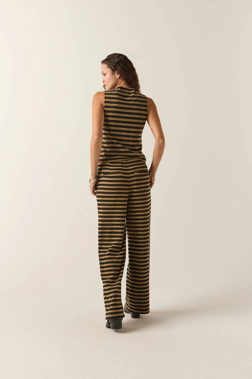Audrey Knit Top - Washed Black/Khaki Stripe