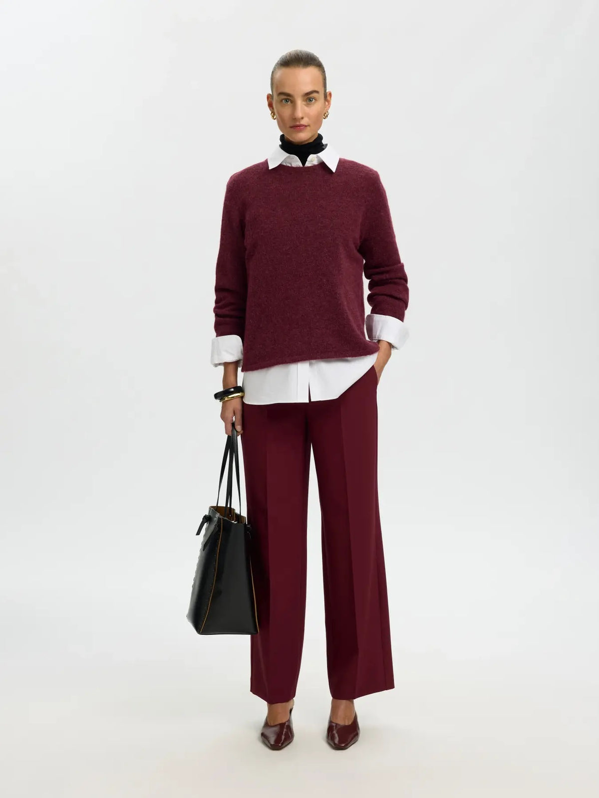 Lulu New Knit O Neck Sweater - Tawny Port Melange