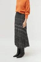 Black Striped Midi Skirt
