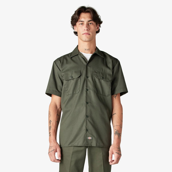 Short Sleeve Work Shirt - Olive Green