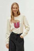 Popcorn Print Long Sleeve T Shirt