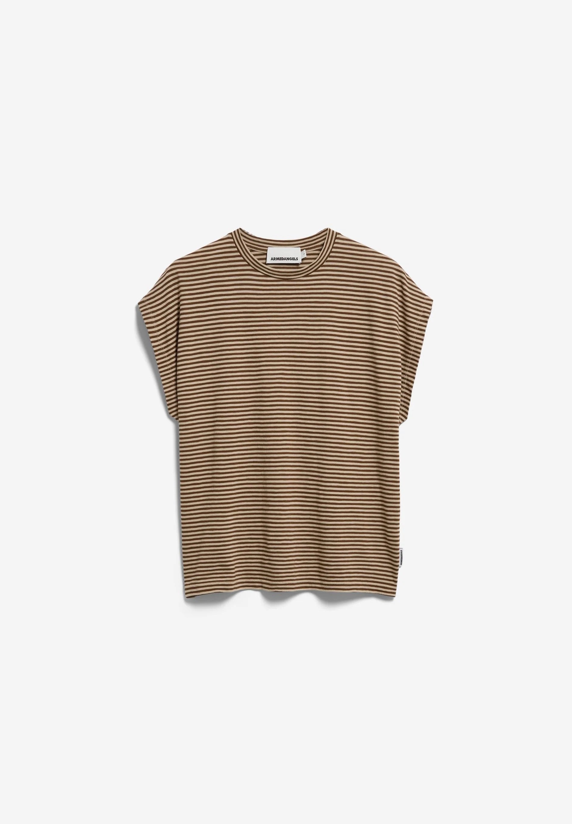 Slub Jersey Striped T Shirt - Sandstone /Dried Palm