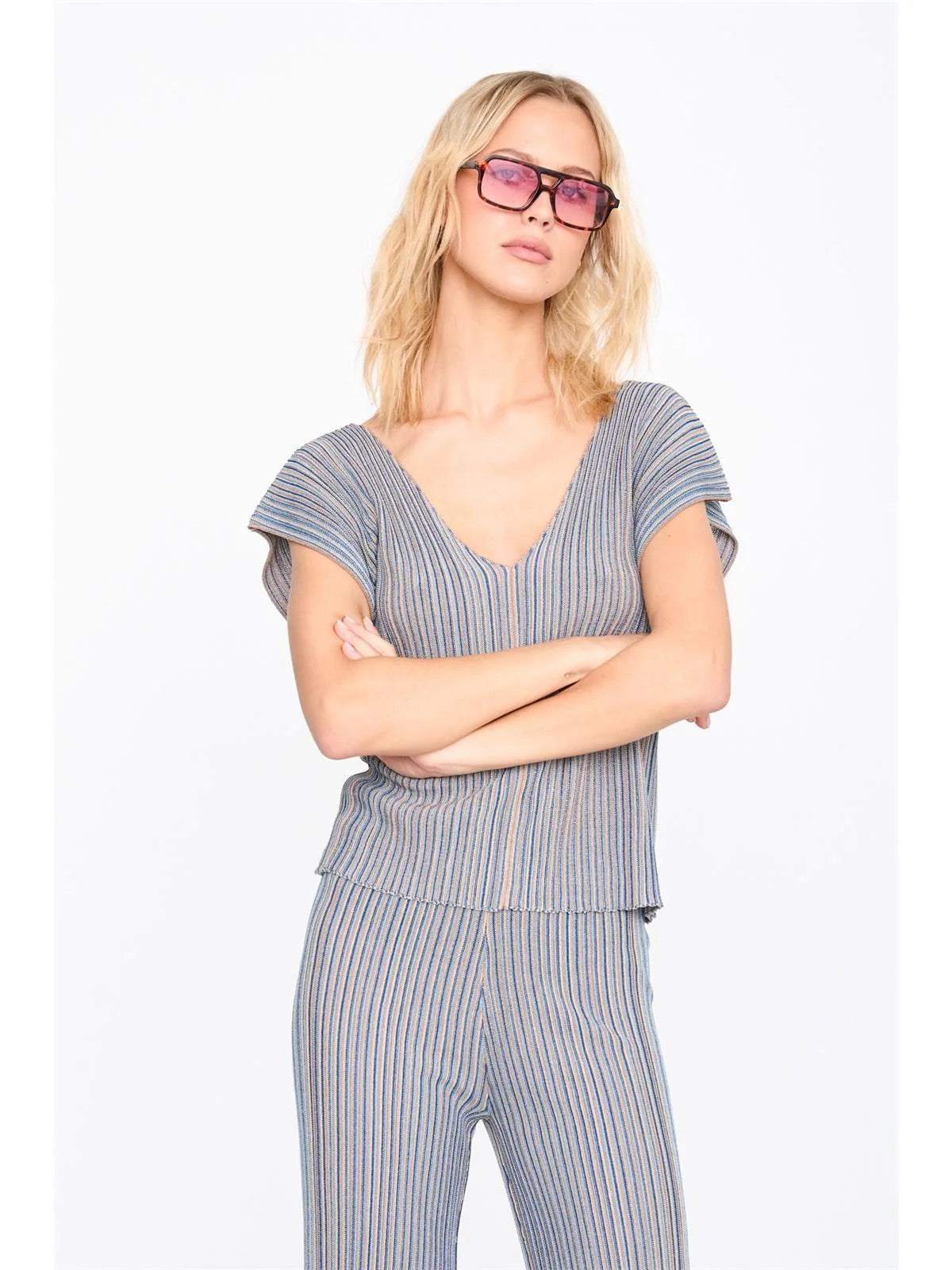 Stripey V Neck Tee