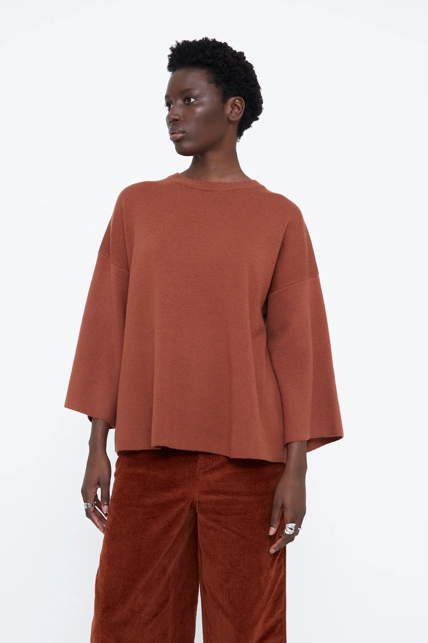 Wide Sleeve Jumper - Rust Brown