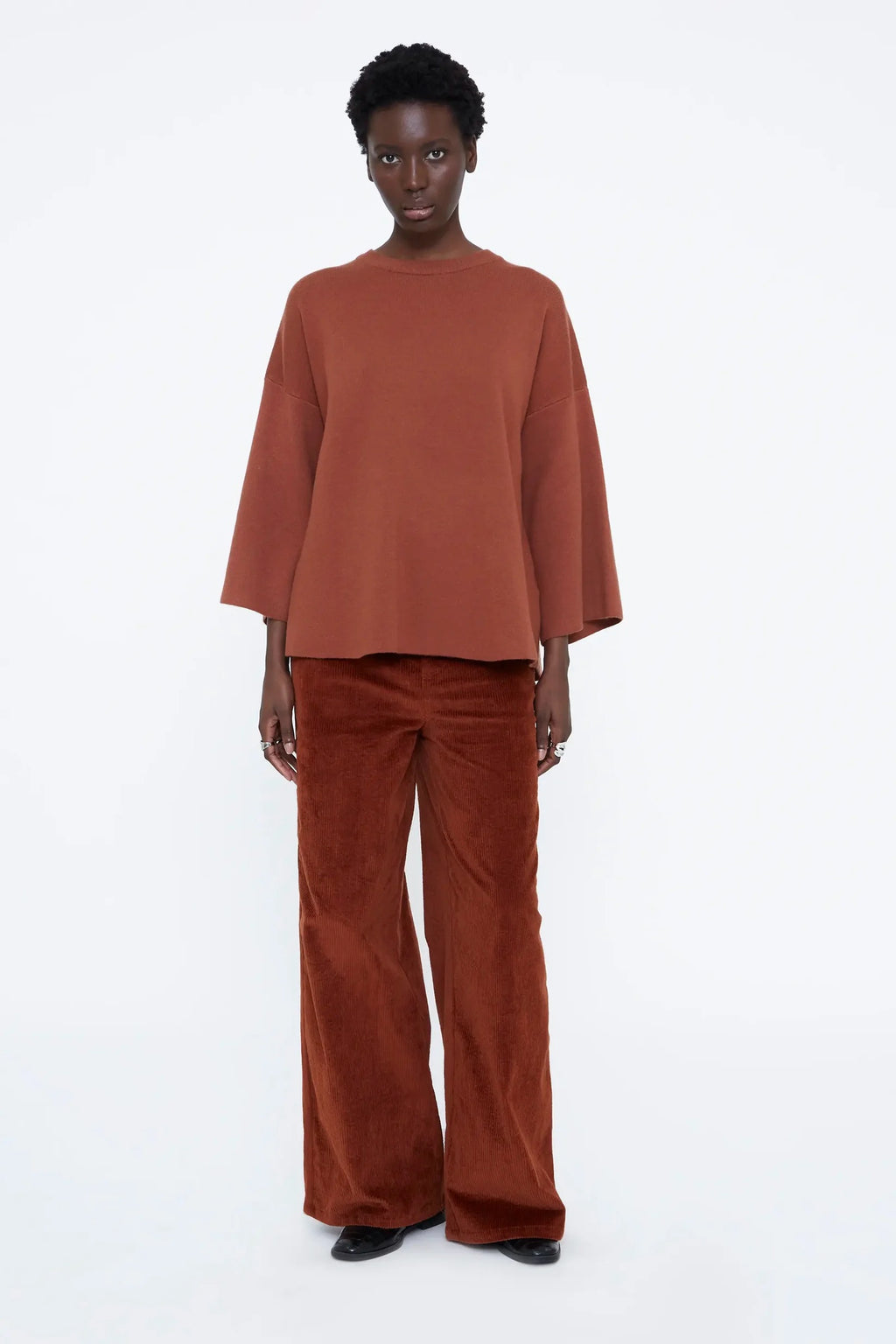 Wide Sleeve Jumper - Rust Brown