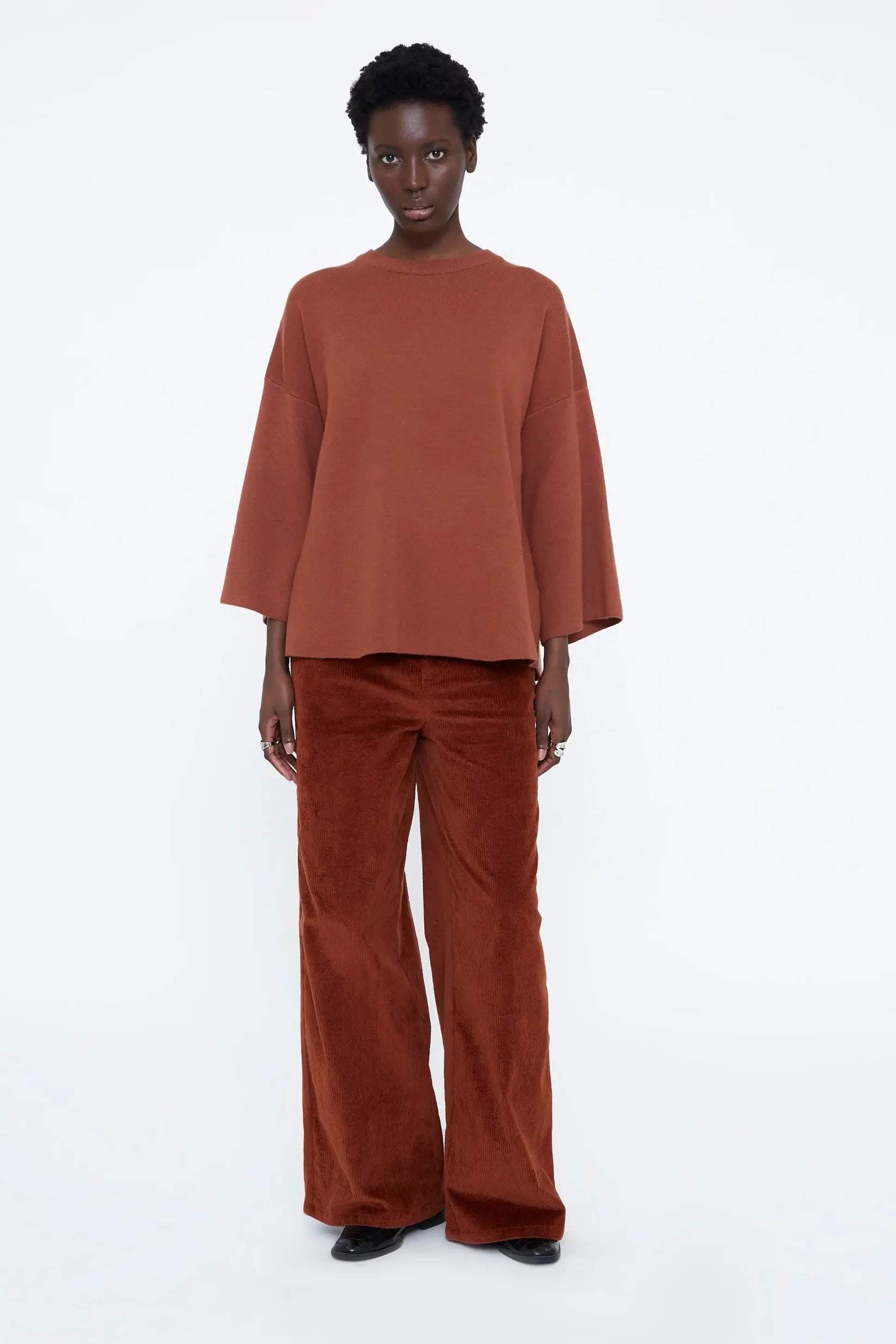 Wide Sleeve Jumper - Rust Brown