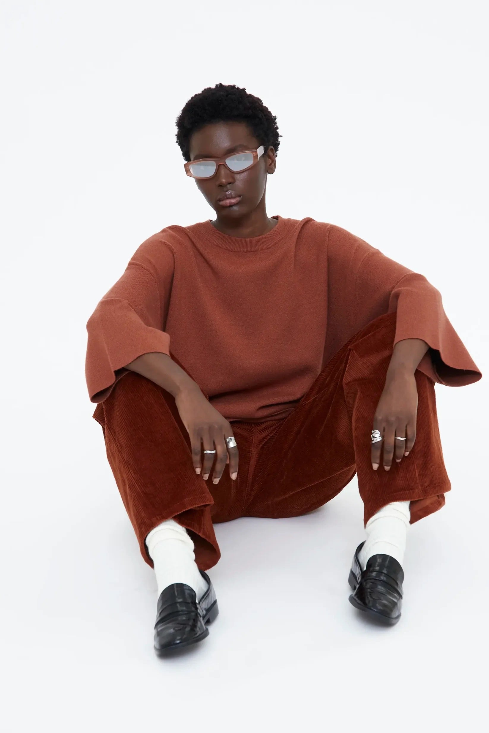 Wide Sleeve Jumper - Rust Brown
