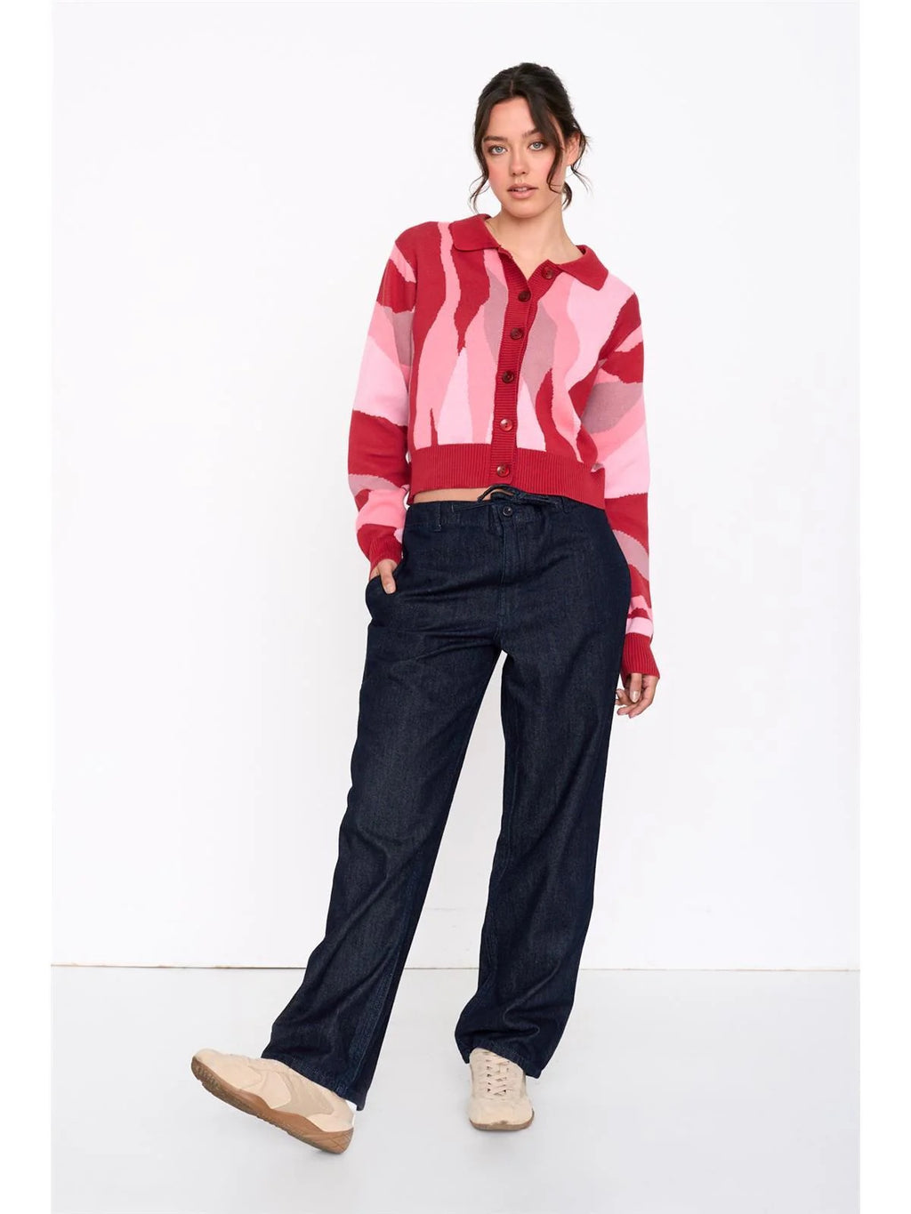 Pinks Collared Cardigan
