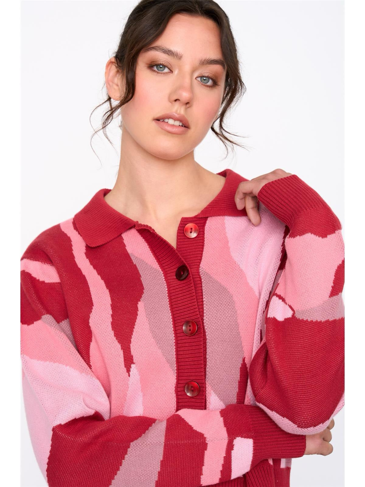 Pinks Collared Cardigan
