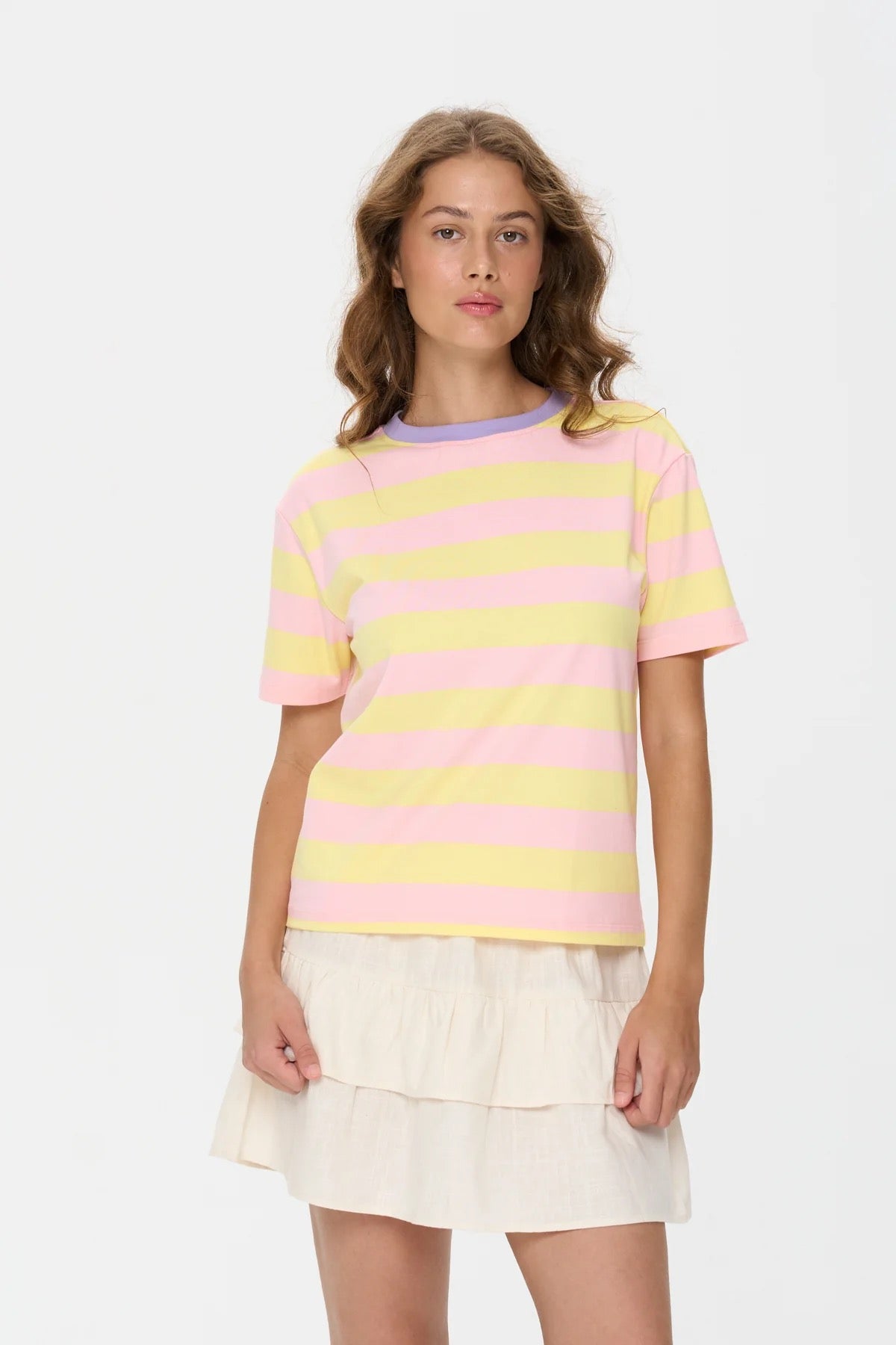 Contrast Neck Striped Tee