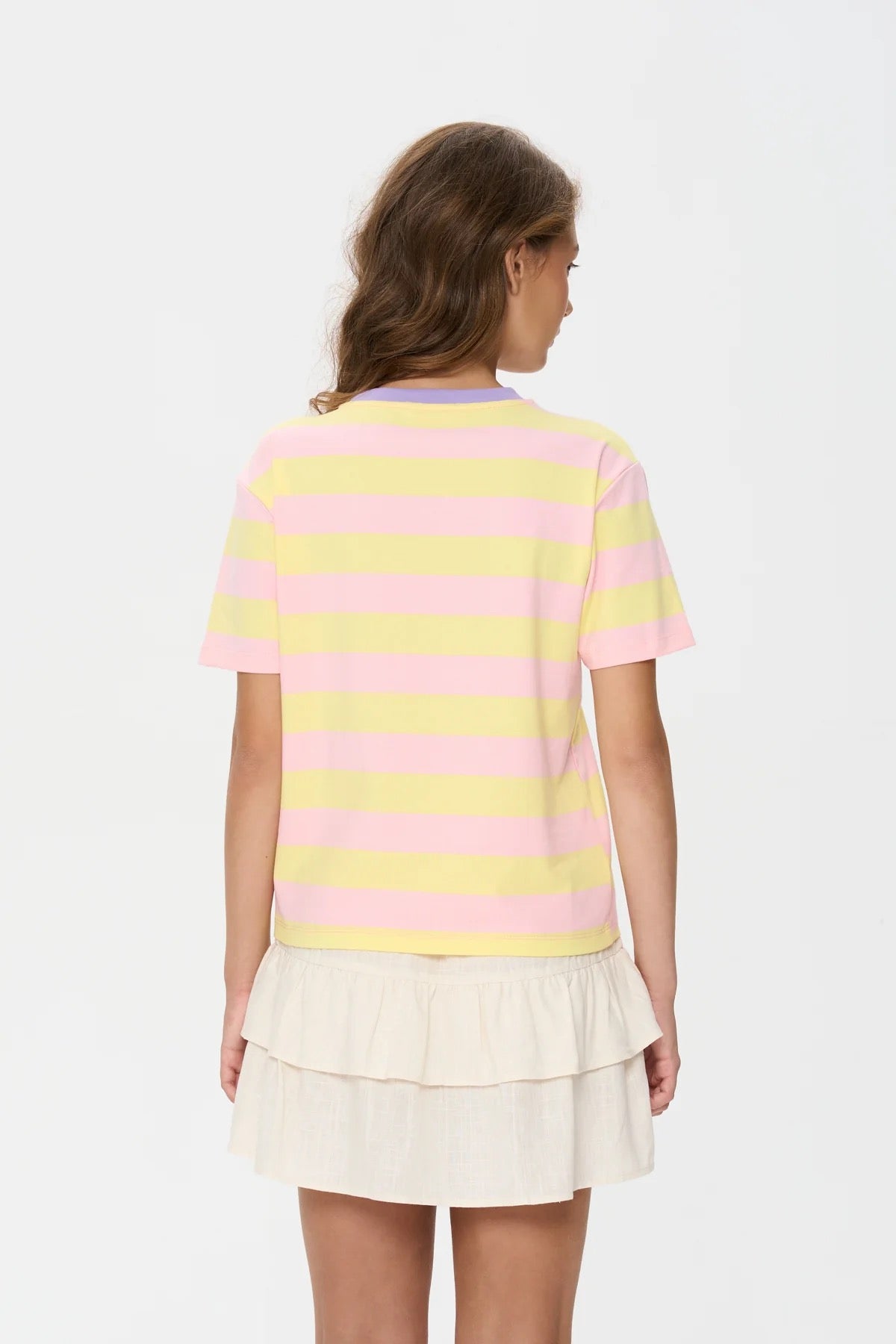Contrast Neck Striped Tee