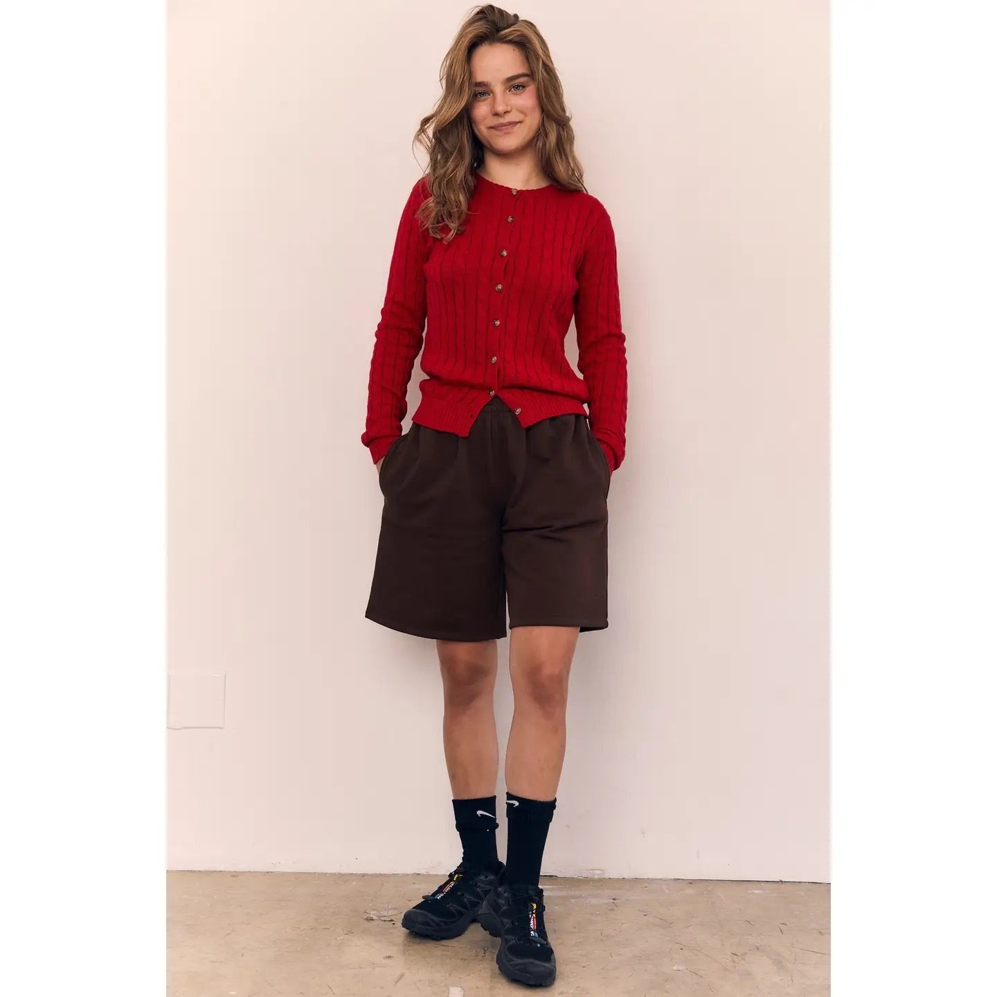 Round Neck Classic Cable Knit Cardigan AAB578