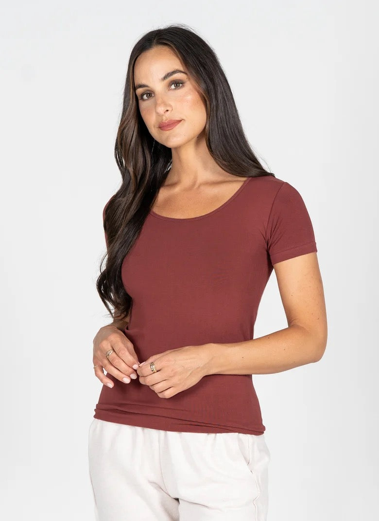 Bamboo Short Sleeve Scoop Neck Tee