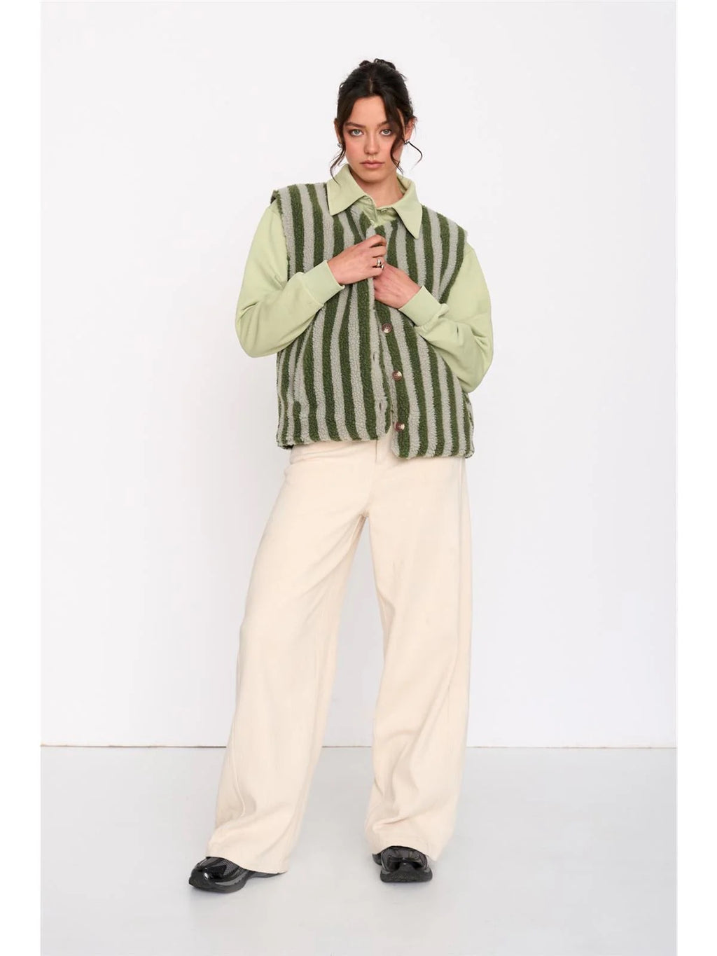 Green Stripe Knit Vest