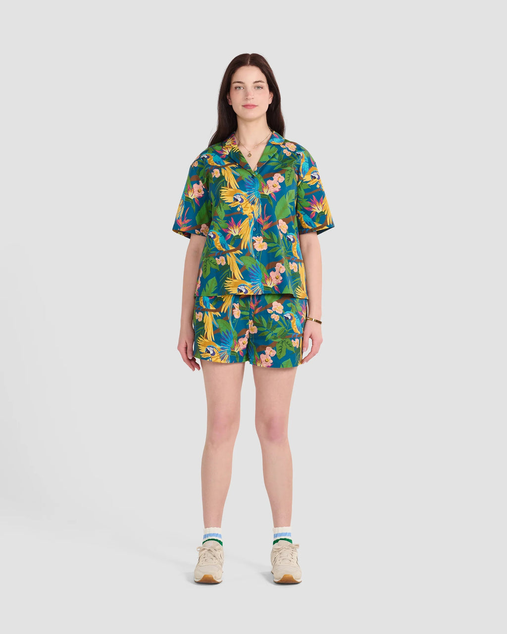 Parrot Paradise Printed Oversized Shirt