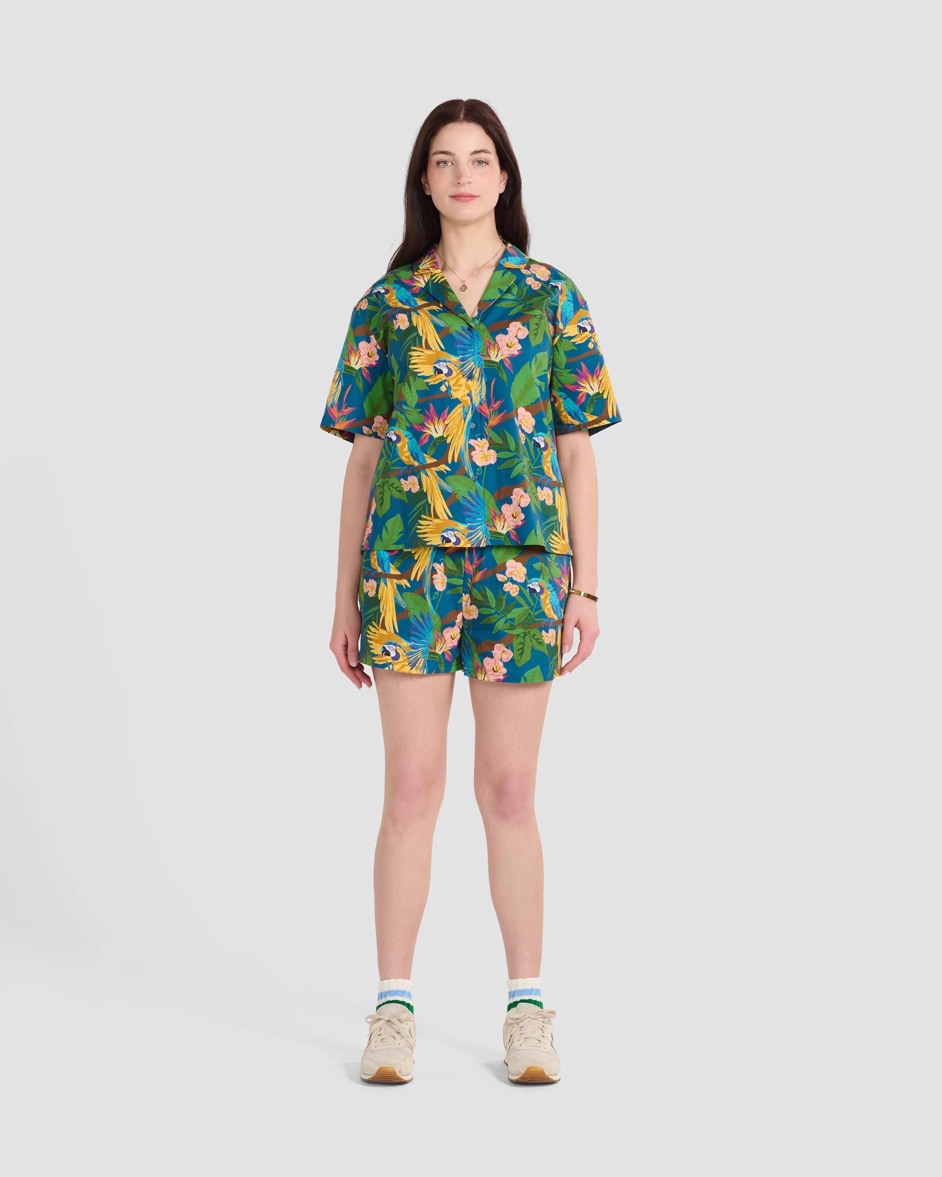 Parrot Paradise Printed Oversized Shirt