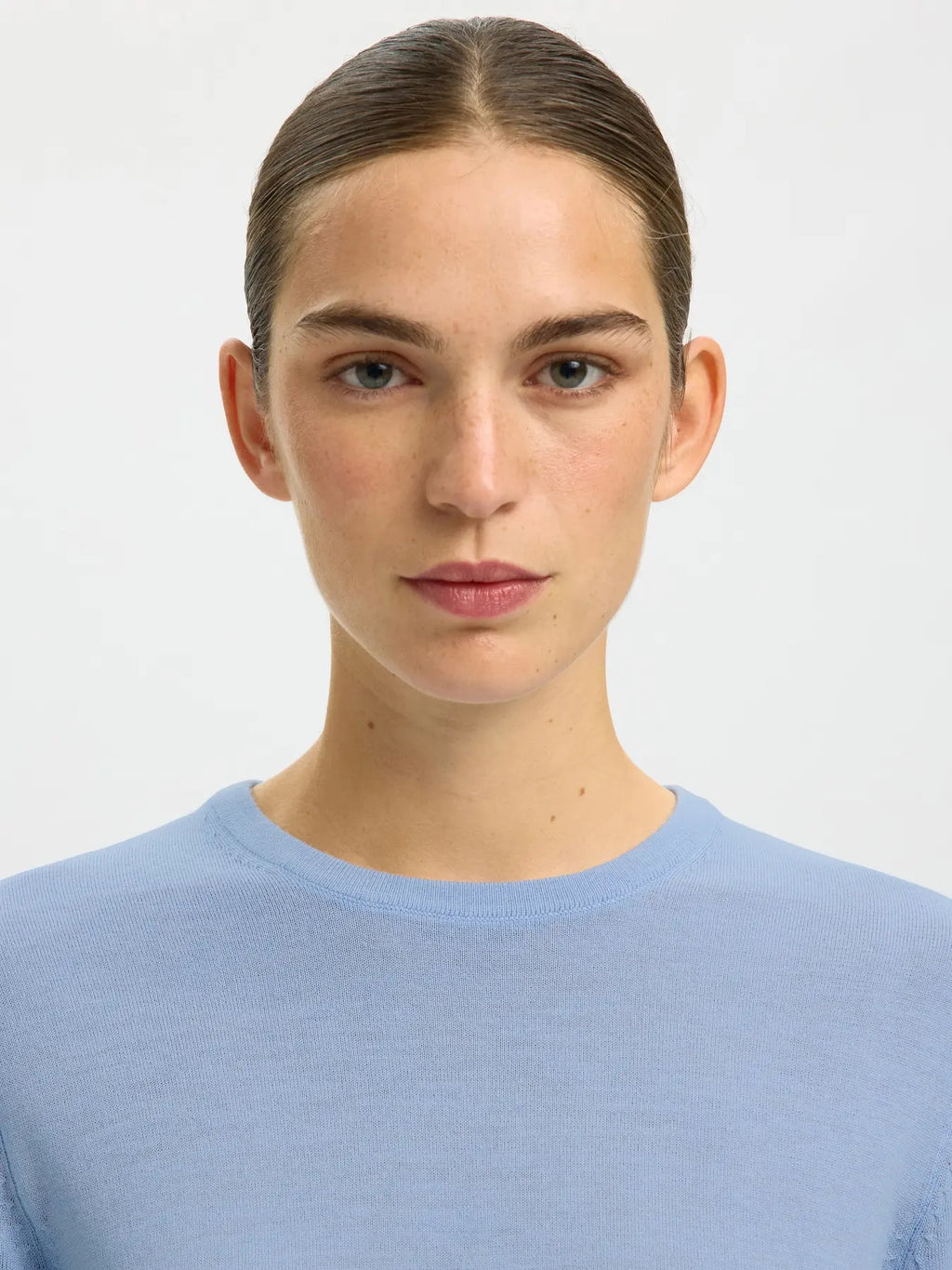 Thea Merino O Neck Jumper - Cashmere Blue