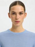 Thea Merino O Neck Jumper - Cashmere Blue