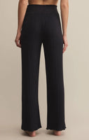 Dawn Smocked Rib Pant - Black Sand