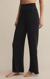 Dawn Smocked Rib Pant - Black Sand