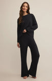 Dawn Smocked Rib Pant - Black Sand