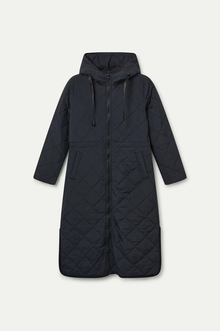 Long Hooded Quilted Coat