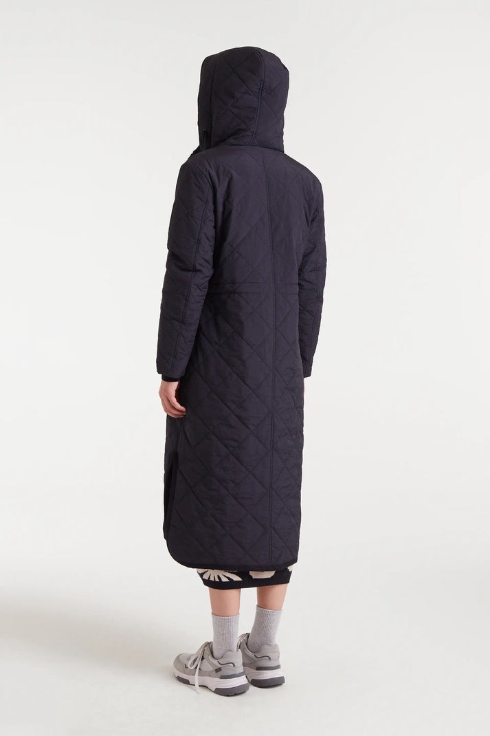 Long Hooded Quilted Coat