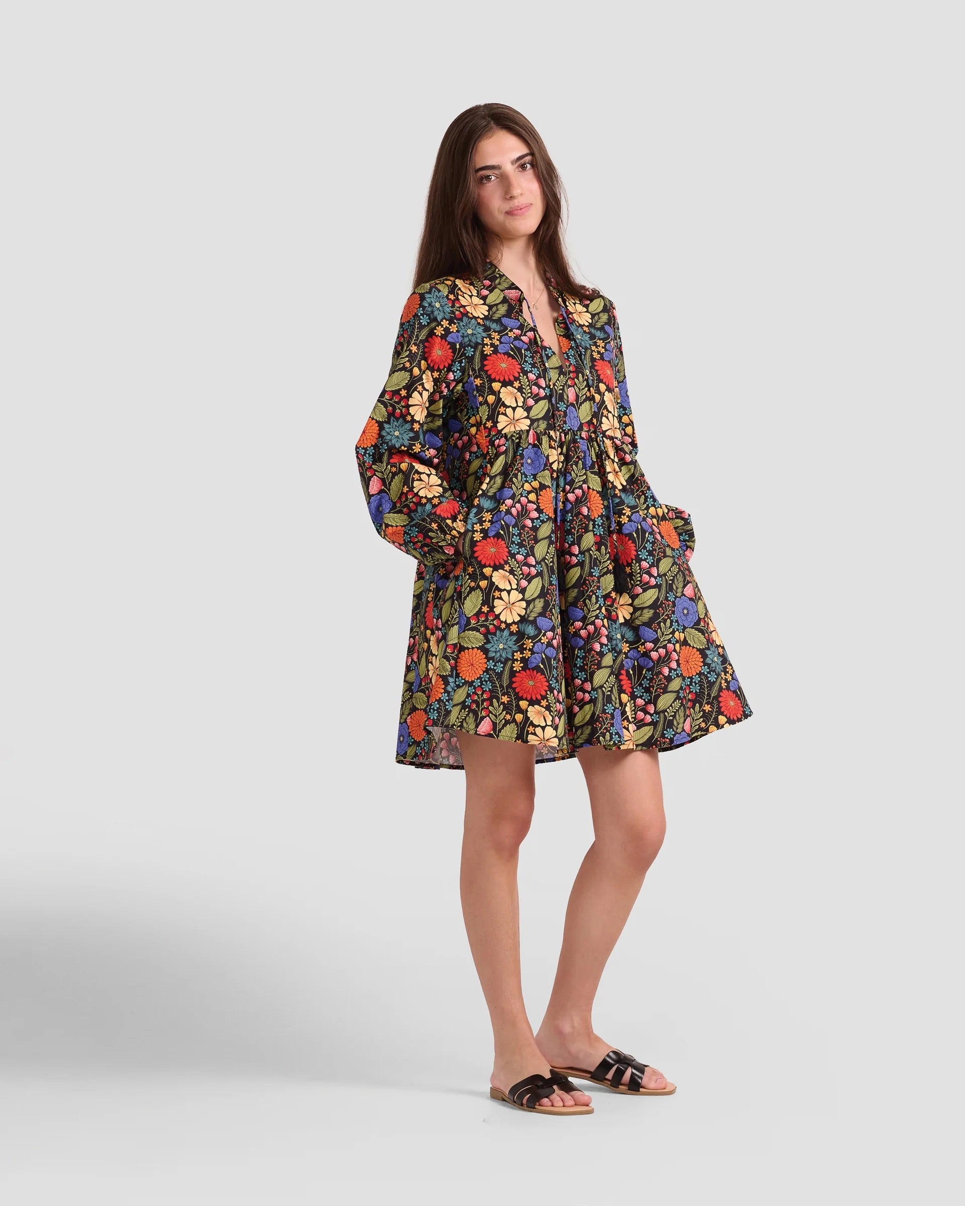 Floral Gallery Boho Puff Sleeve Dress