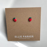 Ceramic Strawberry Clay Stud Earrings