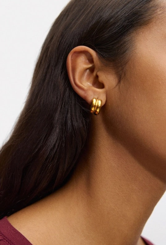 Puffy Double Hoop Earring