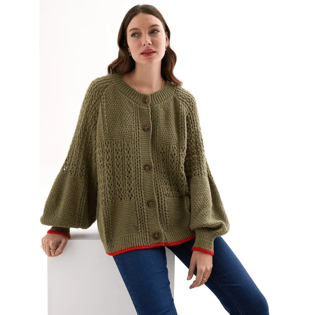 Brigit Ballon Sleeve Pointelle Cardigan