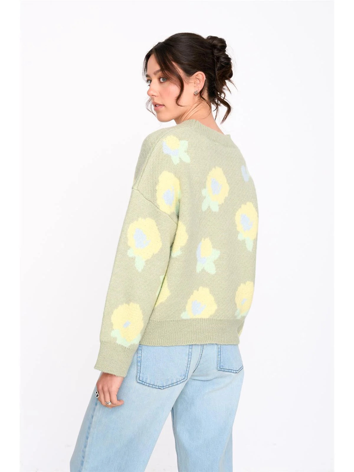 Green Floral Pullover