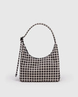 Mini Nylon Shoulder Bag - Black & White Gingham