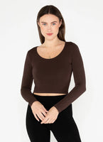 Bamboo Long Sleeve Crop Scoop Neck Top