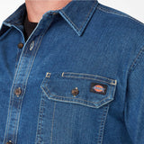 Flex Denim Long Sleeve  Shirt - Medium Wash