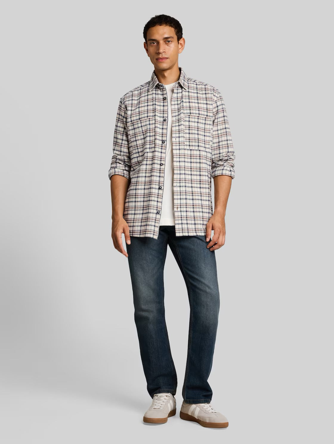 Comfort Checked Shirt - White Based Mint Check