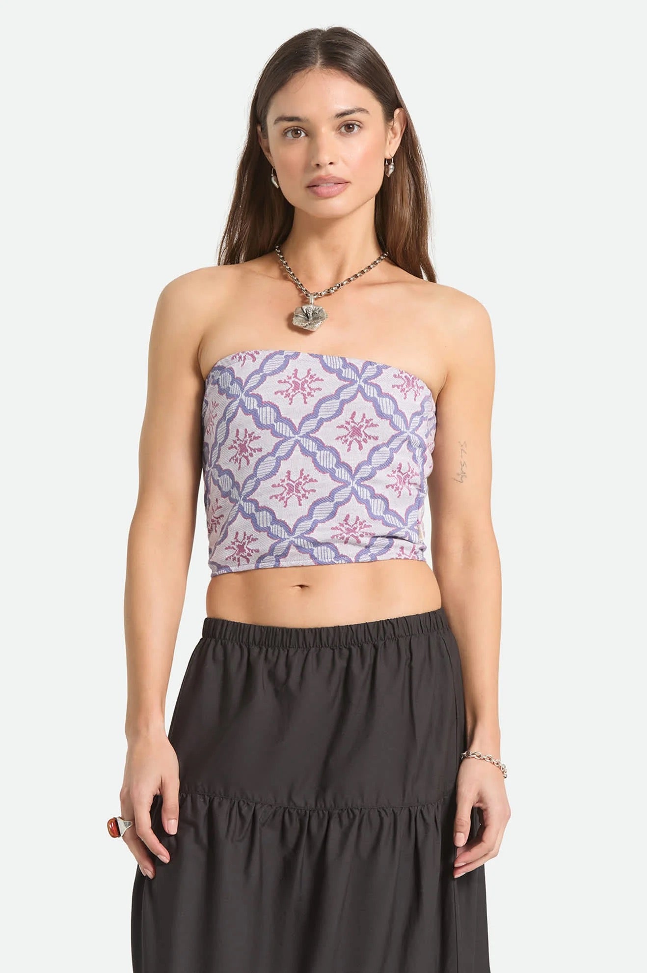Hot To Go Tube Top - Off White/Tile Blue