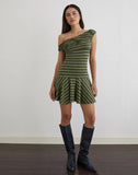 Mausari Mini Dress - Wide Stripe Green