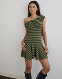 Mausari Mini Dress - Wide Stripe Green