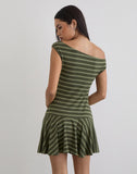 Mausari Mini Dress - Wide Stripe Green