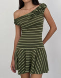 Mausari Mini Dress - Wide Stripe Green