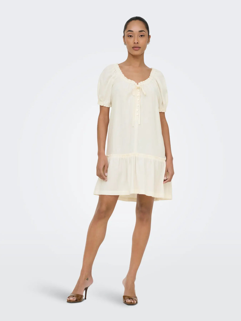Goa Linen Short Dress - Cloud Dancer