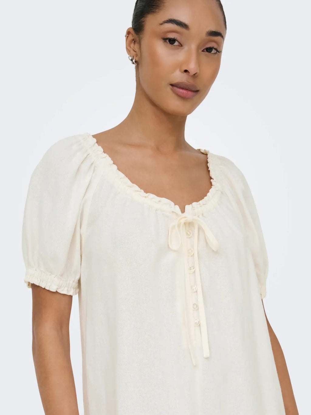 Goa Linen Short Dress - Cloud Dancer